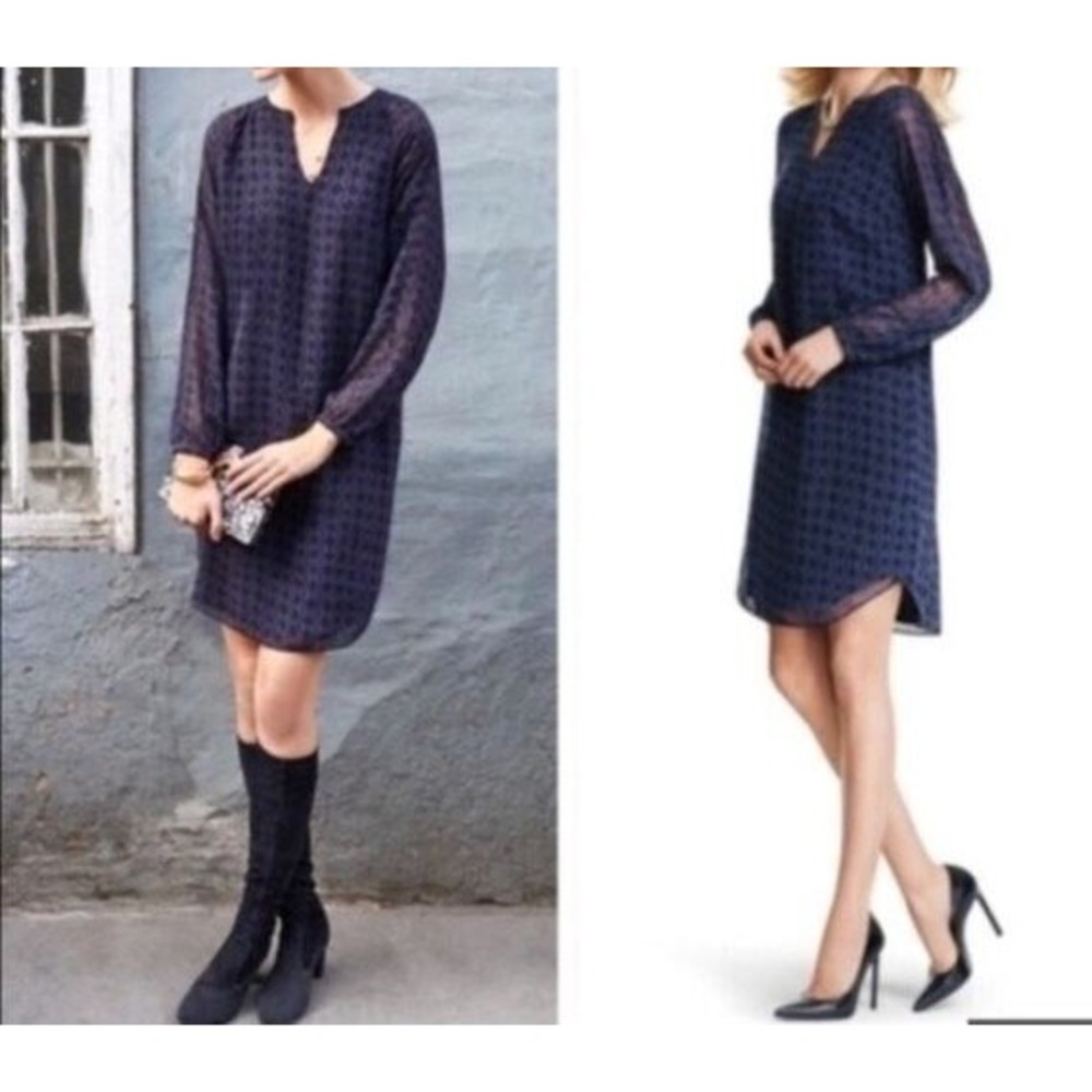 Cabi Harlequin Tunic Shift Dress Diamond Print Purple Black 3102 Womens Sz M